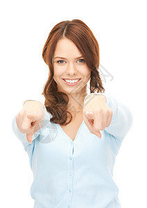 女商务人士指着她的手指手势微笑商务女性手臂女孩学生人士黑发公告图片