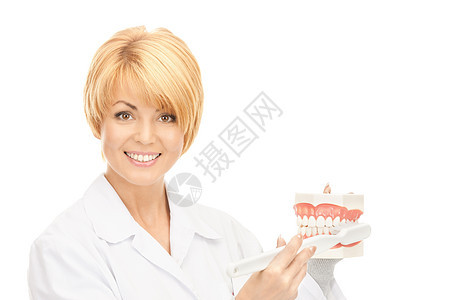 有牙刷和下巴的医生教学打扫卫生牙疼女性刷子搪瓷口腔科药品治疗图片