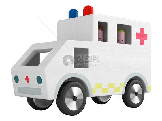 木制玩具救护车木头闲暇治疗病人运动爱好物品家庭程式化乡村图片
