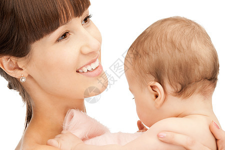 幸福的母亲和可爱的婴儿新生父母乐趣儿子妈妈男生童年拥抱女士家庭图片