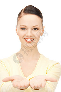 椰枣上的东西微笑快乐成人手势青少年白色人士广告女性棕榈图片