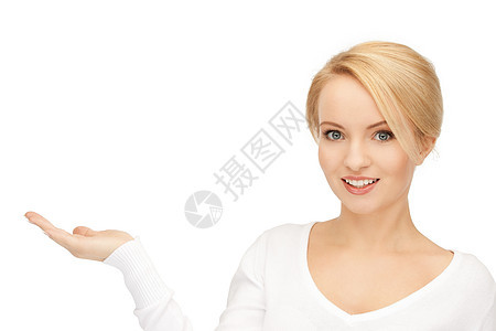 椰枣上的东西女孩人士白色青少年广告微笑女性手势棕榈商务图片