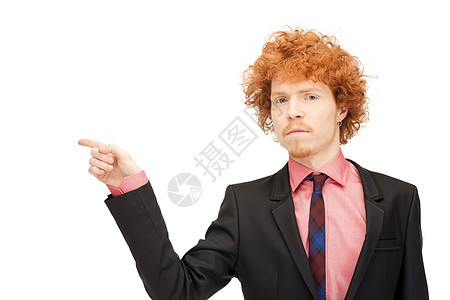 商务人士用手指指着他的手指职员工人行动手臂人士白色商务手势商业公告图片