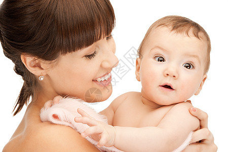 幸福的母亲和可爱的婴儿儿子童年新生生活妈妈孩子拥抱女士女儿母性图片