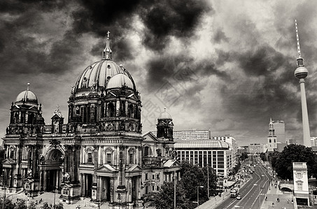 柏林大教堂和亚历山大普拉茨 柏林空中观图片