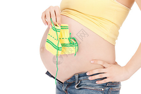 孕妇肚子和袜子腹部衣服身体生活妈妈女士母性劳动投标羊毛图片