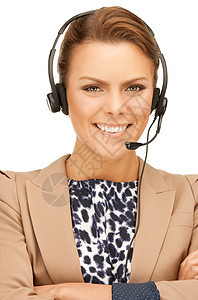 帮助热线服务台秘书女孩接待员手机服务微笑耳机女性快乐图片