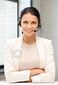 帮助热线技术手机女孩耳机女性商业工人顾问服务微笑图片