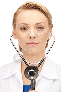 具有听诊器的有吸引力的女医生专家疾病药品实验室诊所临床医院护士女性女士图片