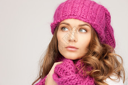 戴冬帽的美女衣服成人女孩福利羊毛幸福帽子女性棉被季节图片