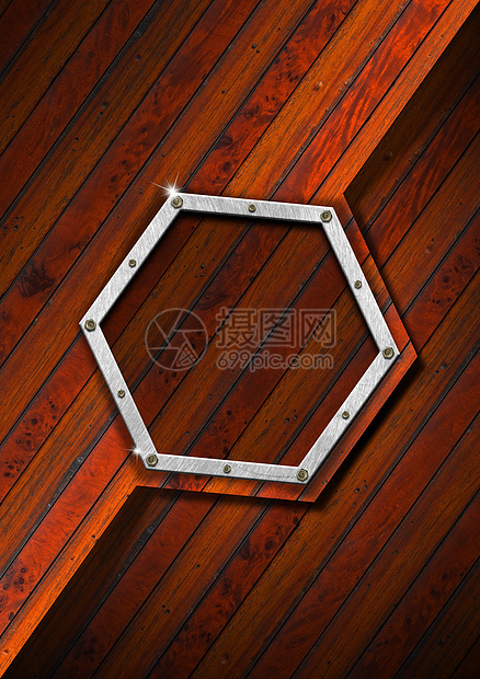 带金属框架的木形背景图片