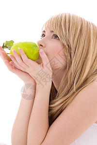 柠檬女性青少年营养活力饮食水果食物保健幸福金发女郎背景图片