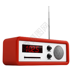 红式便携式晶管收音机旋钮时间控制拨号警报展示数字技术娱乐程序图片