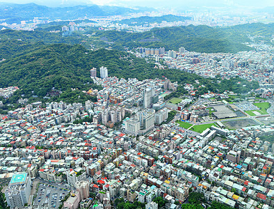 台北市市中心地标全景蓝色房子天际晴天景观首都场景图片