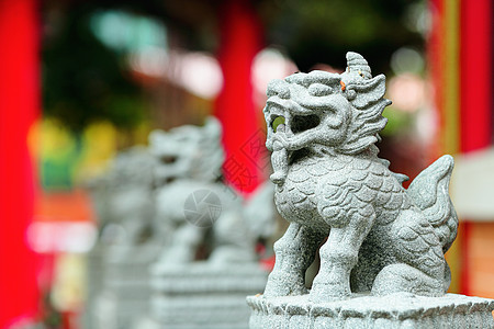 中国狮子雕像警卫传统建筑学仪式宝塔雕塑情调装饰品石头青铜图片