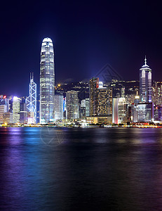 晚上在香港经济旅行城市玻璃景观市中心天空旅游金融顶峰图片