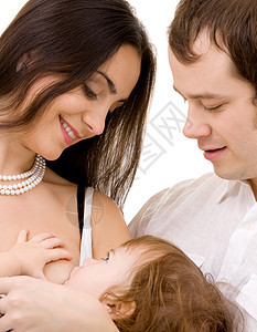 幸福家庭面孔儿子哺乳新生女士微笑拥抱快乐母亲妈妈图片