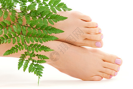 以绿叶为绿叶的女足身体脱毛脚趾女孩福利足疗护理活力修脚卫生图片