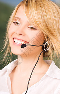 帮助热线微笑办公室服务求助手机商业耳机女性接待员工人图片