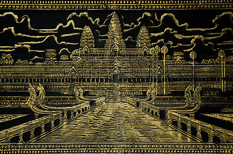 Cambodia 中的刻画图像艺术寺庙绘画图片