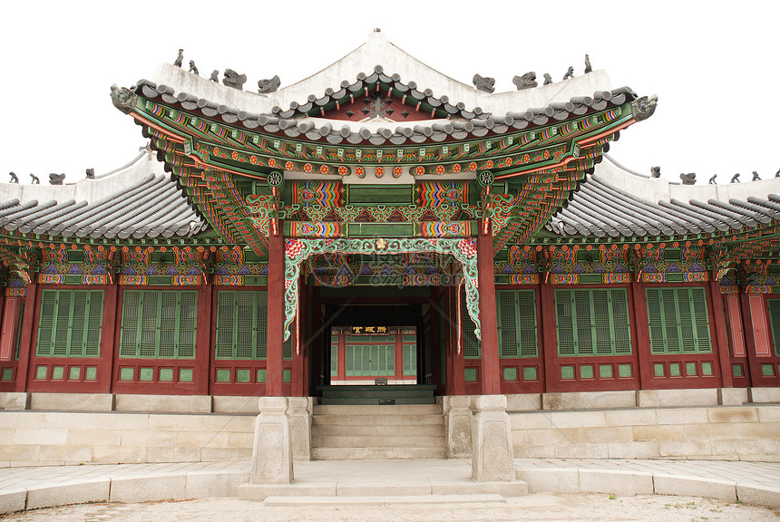 在南朝鲜的汉城寺庙里游客旅行地标木头宗教建筑学艺术吸引力旅游文化图片