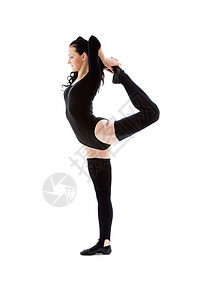 黑色皮带运动教练紧身衣演员娱乐卫生鞠躬女性平衡姿势训练保健图片
