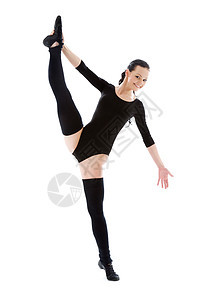 黑色皮带运动教练鞠躬讲师身体微笑体操姿势风度瑜伽平衡卫生图片