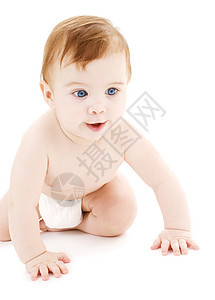 穿尿布的爬行婴儿男孩童年快乐育儿青少年孩子卫生男生尿布皮肤保健图片