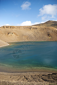 冰地火山湖崎岖山脉火山风景图片