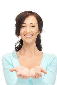椰枣上的东西微笑棕榈女孩快乐商务成人手势女性人士白色图片