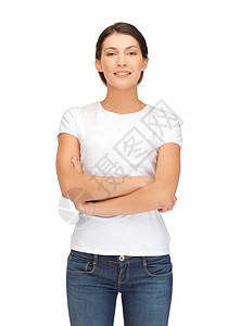 穿着白白白色衬衫的笑着女人女士空白青年青少年微笑学生快乐女性图片