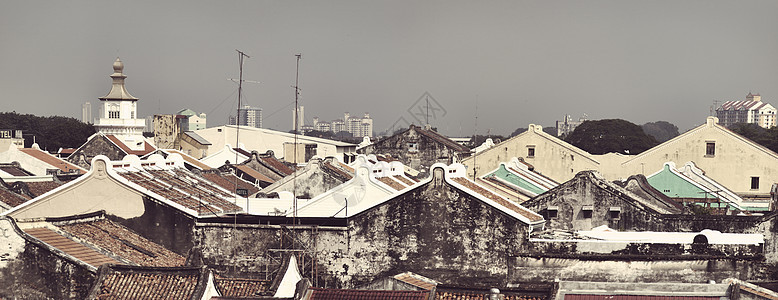 马六甲屋顶地标城市地平线历史建筑全景房子遗产图片