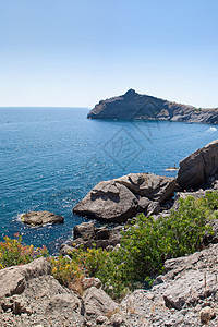 Sudak海滩 黑海 乌克兰 黑海房子石头悬崖旅游蓝色海岸旅行天线全景岩石图片