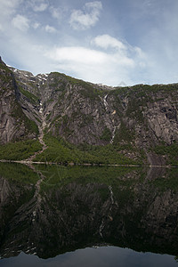 照片来自挪威峡湾蓝色荒野瀑布游客景观目的地山脉天空旅游图片