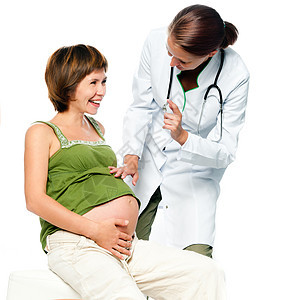 与孕妇一起看医生病人临床医疗肚子腹部微笑女士女性母亲卫生图片