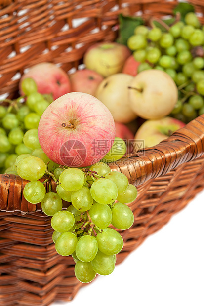 苹果和葡萄甜点营养坡度食物维生素柳条团体静物味道收成图片