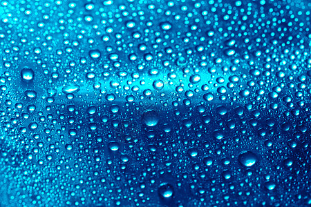 蓝水滴雨水珠子宏观玻璃液体飞沫气泡雨滴天气风暴图片