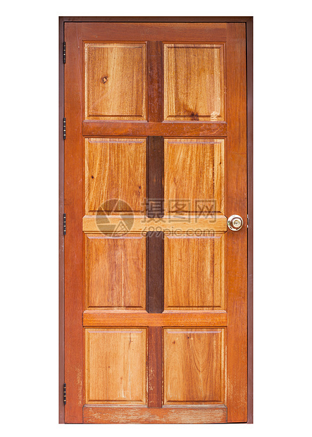 白色隔绝的木门棕色木板锁孔入口橡木房子图片