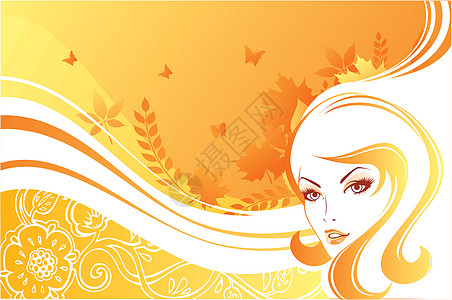 美容女性女士发型横幅首饰涂鸦化妆品叶子墙纸草图女孩图片