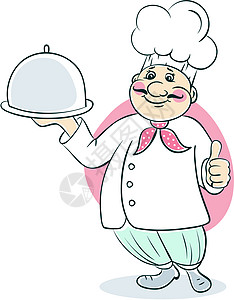 厨师咖啡店仆人卡通片餐饮午餐早餐插图快乐食物商业图片
