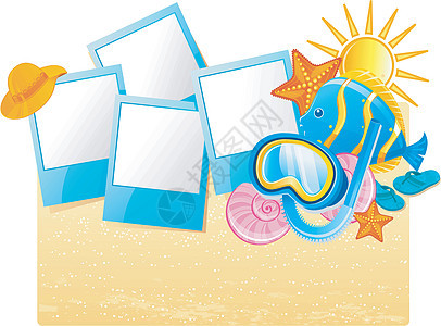 夏季热带标语插图乐趣海滩海星页岩温泉魅力异国海洋游客图片