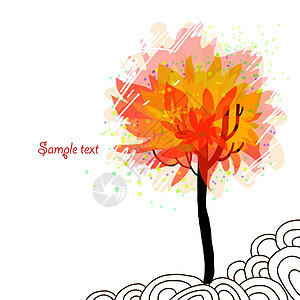 白背景的秋树植物学生长绿色季节天气植物木头叶子插图红色图片