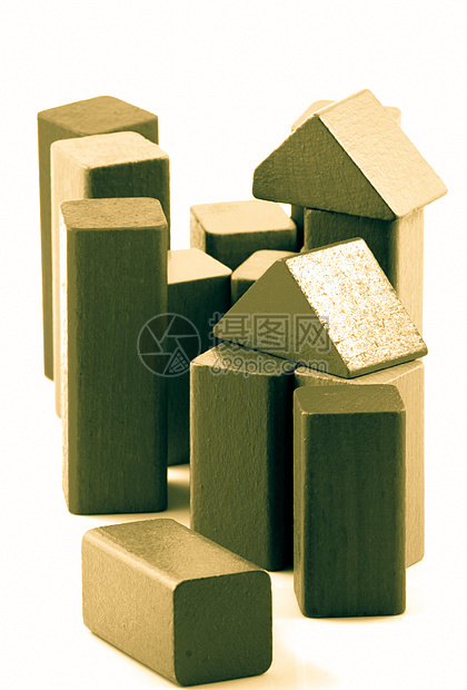 木制构件婴儿正方形积木木头童年玩具建筑物立方体游戏蓝色图片