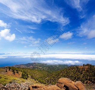 云海旅行首脑国家岛屿巅峰岩石石头天堂假期蓝色图片