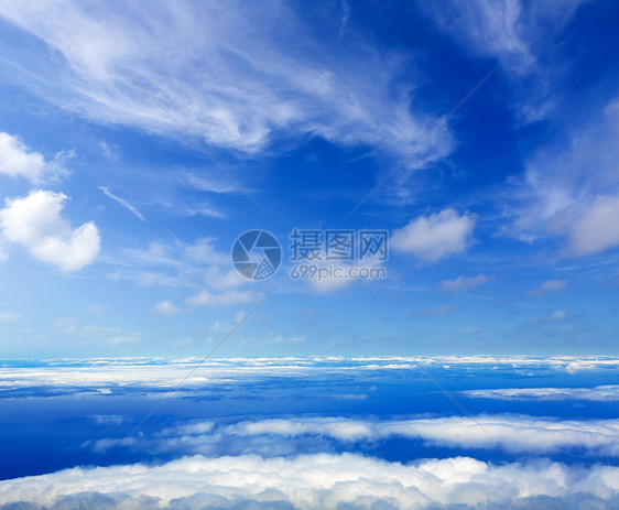 高海拔云层的蓝空中蓝天海地平线空气飞机臭氧太阳高度环境天堂运输阳光图片