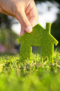生态房屋概念财产花园力量节约叶子建筑房子绿色环境活力图片
