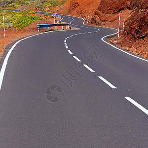 加那利群岛山上弯曲道路曲线石头岛屿线条火山缠绕岩石国家公园观光土壤图片