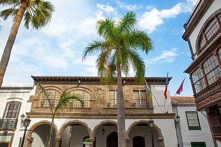 圣克鲁斯德拉帕尔马广场埃斯帕纳市政厅建筑学小岛大厅蓝色城市殖民岛屿景点热带棕榈图片