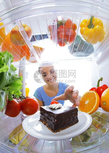 甜甜调味女孩厨房冰箱女士甜点蔬菜水果诱惑饮食图片