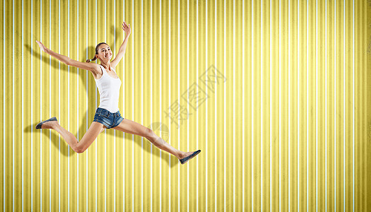 年轻女子跳舞跳跃俱乐部工作室灵活性运动艺术有氧运动成人演员活力体操图片